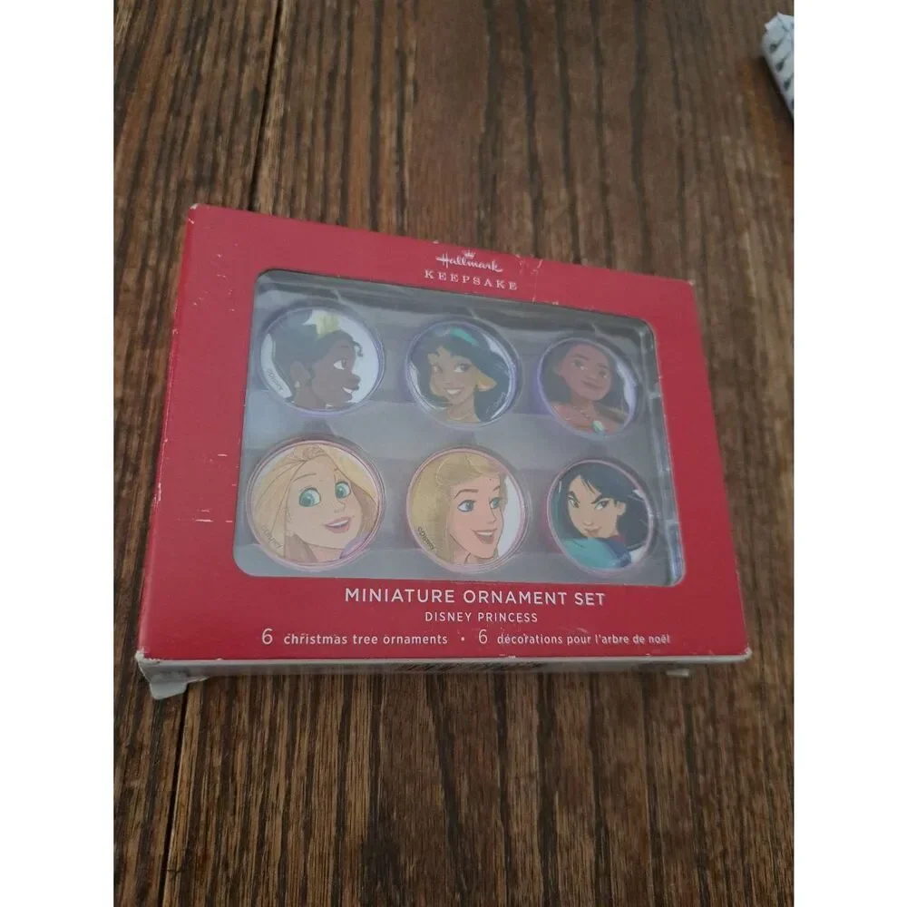 Hallmark 2022 Disney Princess Miniature Ornament Set Six Piece Artist Crafted
